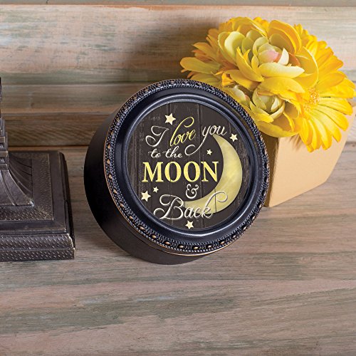 Cottage Garden Love You to the Moon and Back Black Rope Trim Petite Round Jewelry and Keepsake Box
