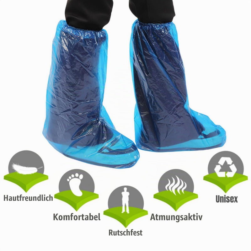 10 Pairs of Disposable Boot Covers, Blue Overshoes, Disposable Overshoes with Elastic Band, Disposable Overshoes, Rain Overshoes, Waterproof Rain Shoe Covers for Men and Women (50 cm) 10