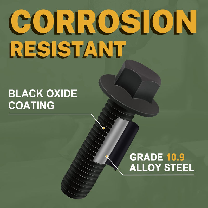 [Australia - AusPower] - LIONMAX Hex Head Bolts, M6 x 16mm Flanged Hexagon Bolts Full Threads, Black Oxide Finish, Carbon Steel, Rust-Resistance, Quantity 30 M6 x 16mm (30 PCS) 
