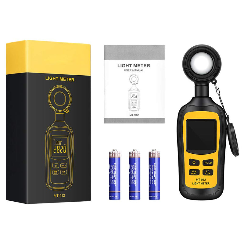 [Australia - AusPower] - Light Meter Digital Illuminance Meter Handheld Ambient Temperature Measurer, Range up to 200,000 Lux, Luxmeter with 4 Digit Color LCD Screen 