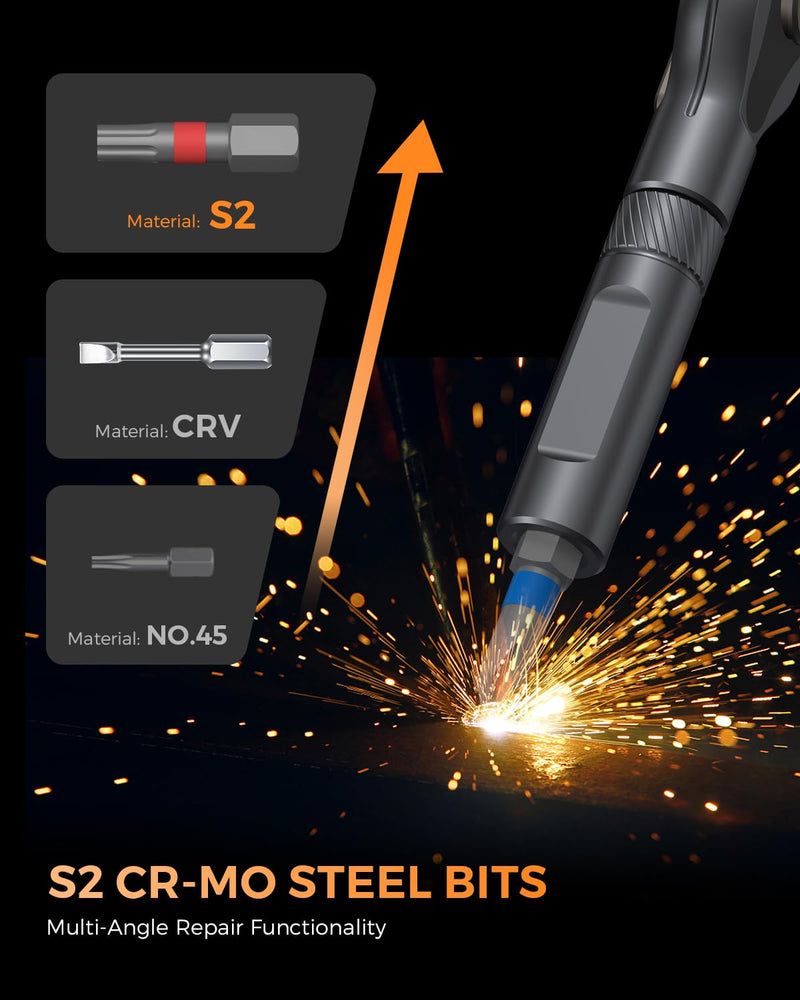 SOONAN Ratchet Screwdriver Set : 74 in 1 magnetic Screwdriver sets, S2 Steel Bits, DIY Combination Flexible Shaft, Suitable for Furniture Assembly, Precision Electrical Appliance Repair, Bicycle Tools 74 in 1 Black