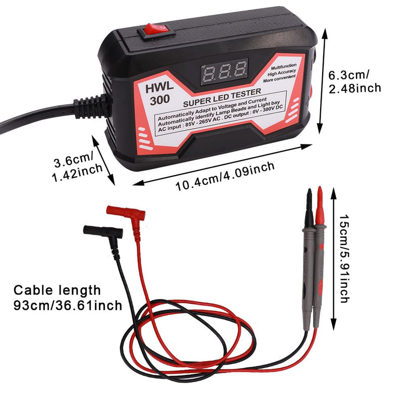 [Australia - AusPower] - LED Lamp Bead TV Backlight Tester with Power Switch/Probe Pens/Power Cable, 0-300V Adaptive Voltage LED Strip Lamp Beads Light Source Testing Tool for All LED Lights Repair (Black) 