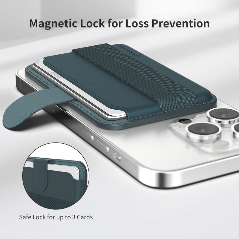 [Australia - AusPower] - Sinjimoru Comb-Pattern Phone Grip Wallet, Vegan Leather Magnetic Cell Phone Card Holder Wool Band Strap as Credit Card Case Compatible With iPhone 15 14 13 12 Series. M-Pull Tab Band Black 