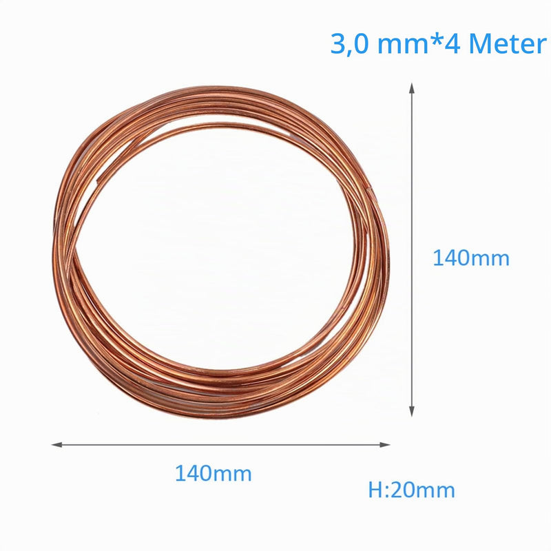 Zxxin Copper Wire 2 mm 3 mm 4 mm DIY Pure T2 Copper, Bare Cable for DIY, Multi-Purpose Wire, Winding Wire Spool (Length: 4 mm, 2.2 Metres) 4mm 2.2meter