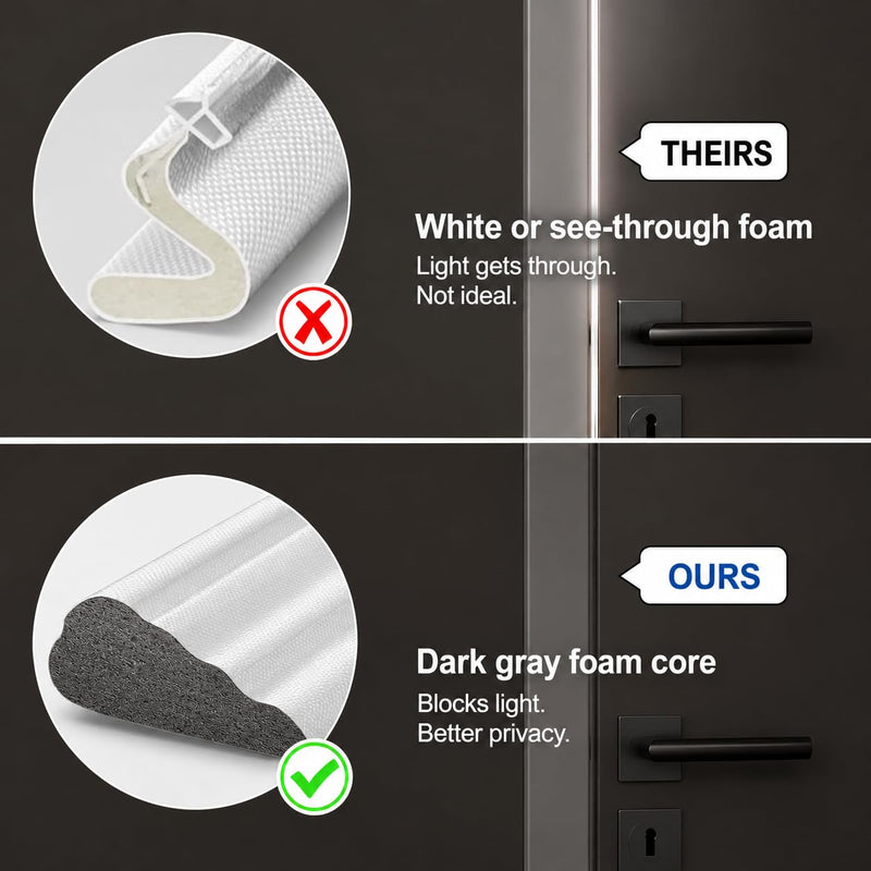 Weather Stripping Door Seal Strip, 196 inch * 3 Wedge-Shape Window Foam Seal Strip, Soundproofing, Winter Insulation Tape Strip for Frame, Noise Blocker, Door Gap Filler for Exterior White