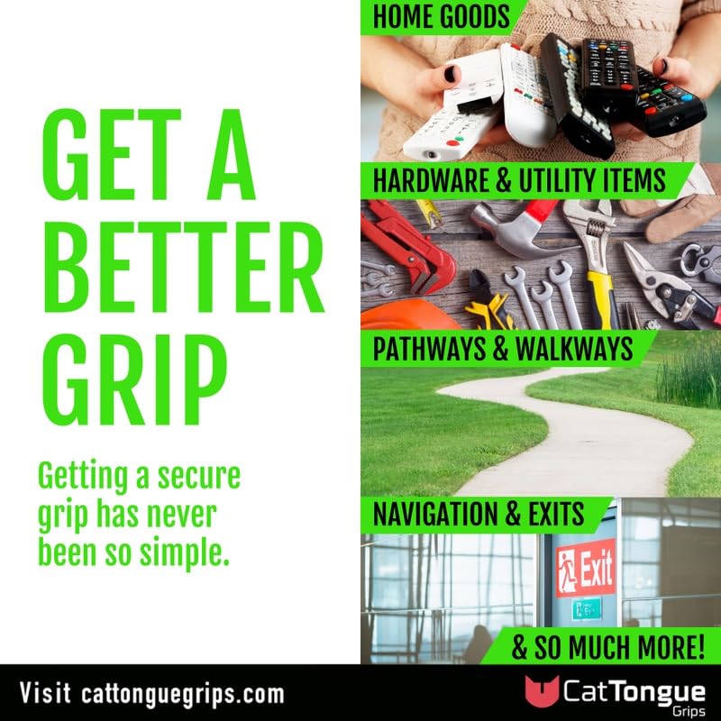 CATTONGUE GRIPS Non-Abrasive Grip Tape Roll Bundle Heavy Duty Non Slip Tape for Indoor & Outdoor Use, Waterproof Anti Slip Tape for Thousands of Uses (Black, Clear, & Glow in The Dark)