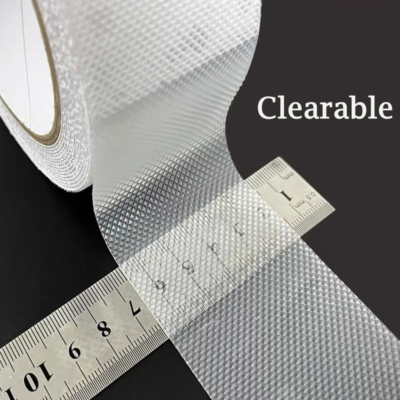 Clear Rubber Grip Tape Anti Slip Tape 2 Inch, 16.5 Feet, Heavy Duty Waterproof Non-Abrasive Tape Cushion Pad for Indoor & Outdoor, Making Handles or Contact Surfaces Safer 2" x 16.5Ft Clear Roll