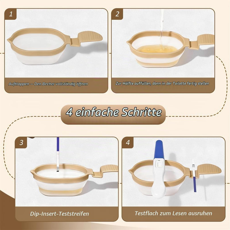 Reusable Urine Cup Pack of 2 Sample Cups 50 ml Urine Cup Foldable for Ovulation Test Pregnancy Test pH Test