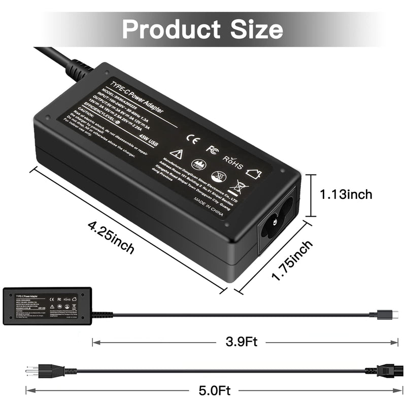 [Australia - AusPower] - 45W Type C USB C Charger Adapter for HP Chromebook X360 14-CA000 11-ae000 14-ca051wm 14-ca052wm 14-ca091wm ca061dx,11-ae051wm 11-ae001tu 11-ae027nr;12-c012dx 918337-001 844205-850 28769-001 SK90A200225 