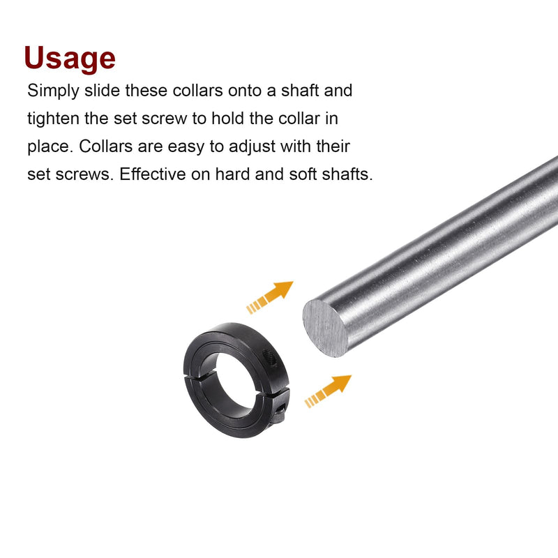 [Australia - AusPower] - 4pcs Shaft Collar for 1-1/4" Rod 2-1/16" OD 1/2" Width Black Oxide Plating Double Split Axle Clamp-On Collar with Set Screw 1-1/4" Bore 