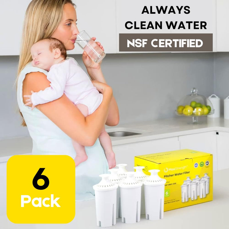 [Australia - AusPower] - Water Filter Replacement for Brita® Pitchers & Dispensers, Classic OB03, Mavea® 107007, 35557 & More, NSF Certified Water Pitcher Filter, 1 Year Supply, Fits Brita & Mavea, 6 Count 