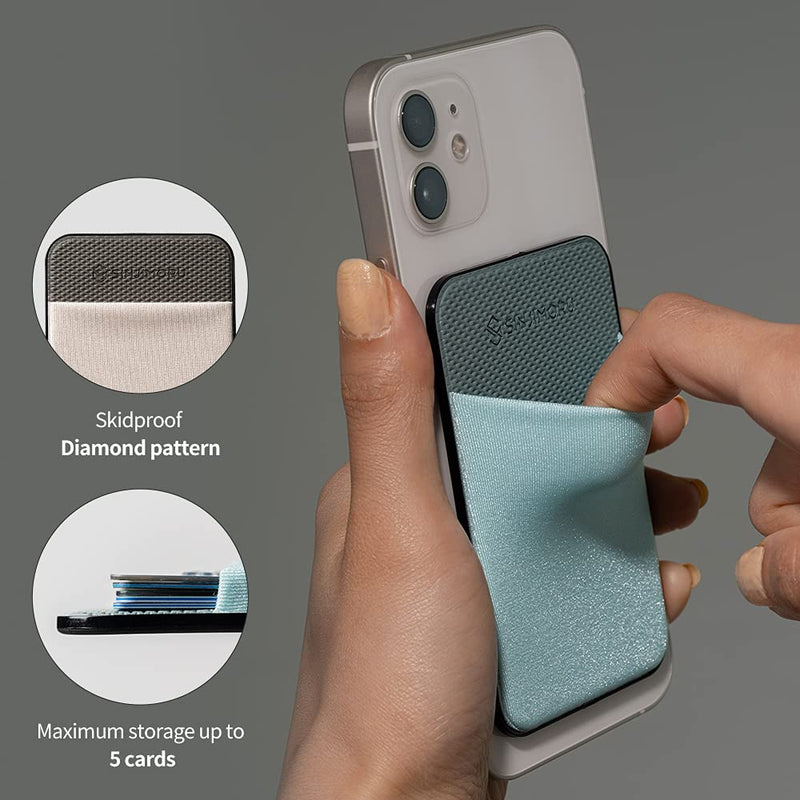 [Australia - AusPower] - Sinjimoru Stretchy Magnetic Phone Wallet, Magnetic Card Holder for Back of Phone as Phone Wallet for MagSafe Wallet Compatible with iPhone 15 14 13 12 Series. M-Basic Black 