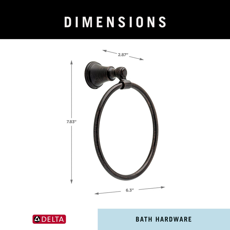 Delta Woodhurst (1-Pack) Hand Towel Holder Venetian Bronze Towel Racks for Bathroom Wall Round Towel Ring Holder for Bath Towel Hanger for Kitchen, Bathroom Accessories 73246-RB 18.111 square inches