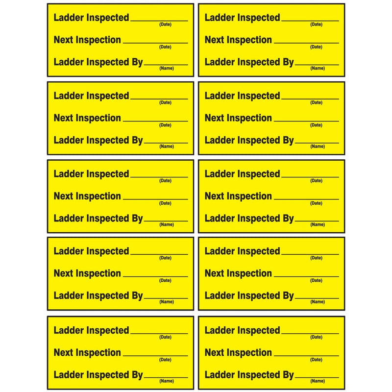 Accuform Signs LCRT507VSP Safety Label, Legend"Ladder Inspected_ Next Inspection_ Ladder Inspected by_", 1.5" Length x 3" Width x 0.004" Thickness, Adhesive Vinyl, Black on Yellow (Pack of 10)