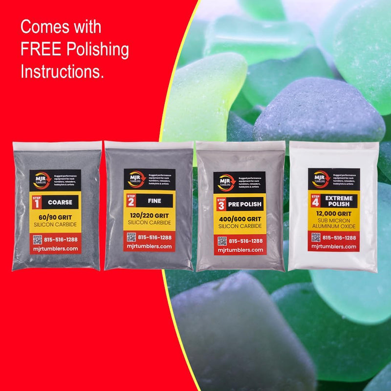 [Australia - AusPower] - Refill Grit Kit w MJR Tumblers Premium Quality Extreme Polish 12,000 Grit Sub Micron Aluminum Oxide Polish for Unparalleled Results. For 3lb Rock Tumblers w Silicon Carbide, Disabled and Veteran Owned for 3lb barrel 