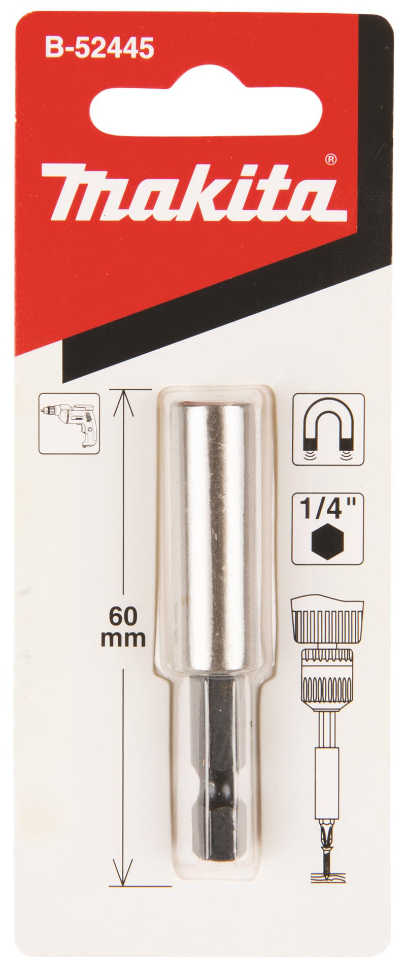 Makita B-52445 Standard Bit Holder 60 mm Magnetic Pack of 1