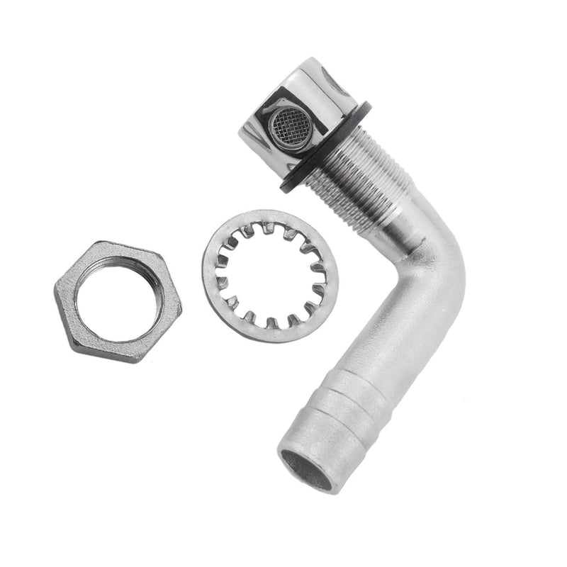 SHENGHUISS Boat GAS Fuel Tank Vent for 5/8 inch Hose, Stainless Steel 316 Marine 90 Degree Thru-Hull Fuel Gas Tank Vent with Mounting Gasket Hardware no Cap