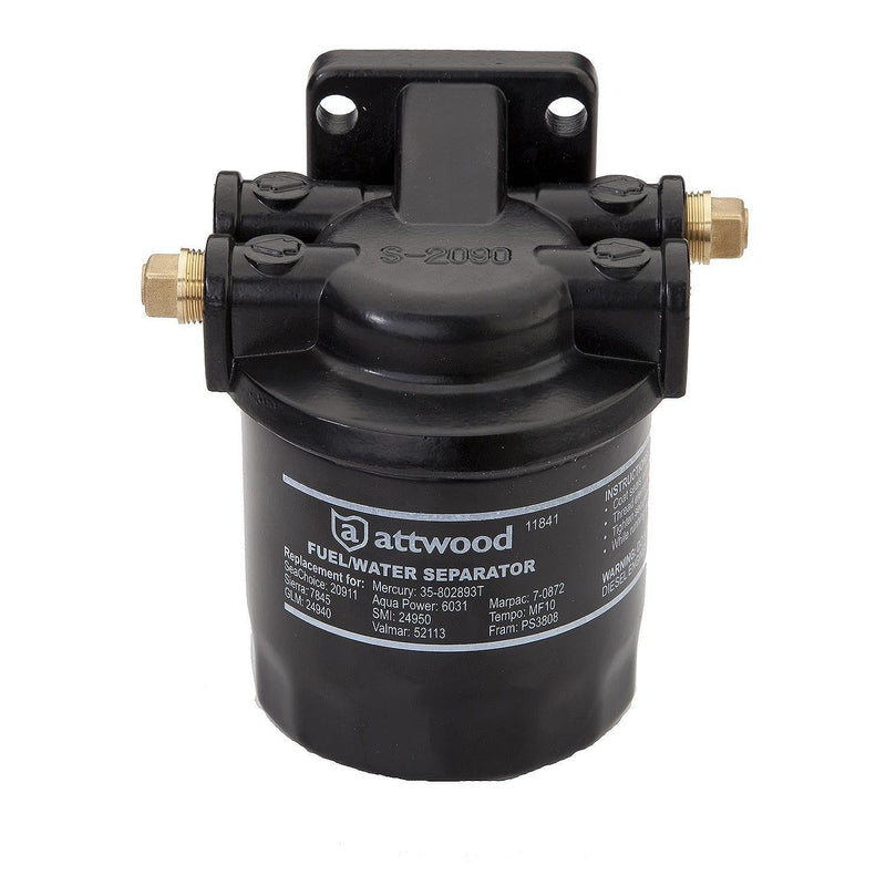 Attwood 11840-7 Universal 10-Micron Marine Fuel/Water Separator Kit – Includes Bracket & Brass Fittings – Replaces Mercury 35-60494A4 – For 2 & 4 Cycle Engines | Helps protect engines by removing water and harmful fuel contaminants
