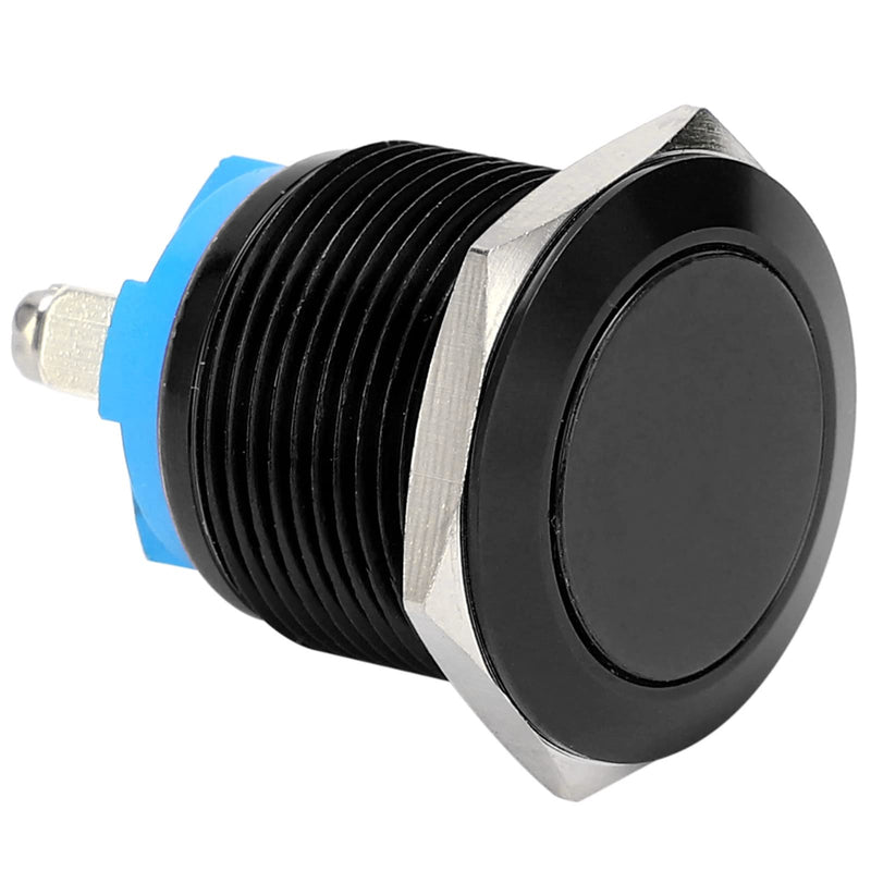 [Australia - AusPower] - Metal Push Button Switch, Metal Push Button Switch, Metal Push Button, Flat Head, Normally Open Button, Full Oxidation, Self-Resetting Jog Screw,, black 
