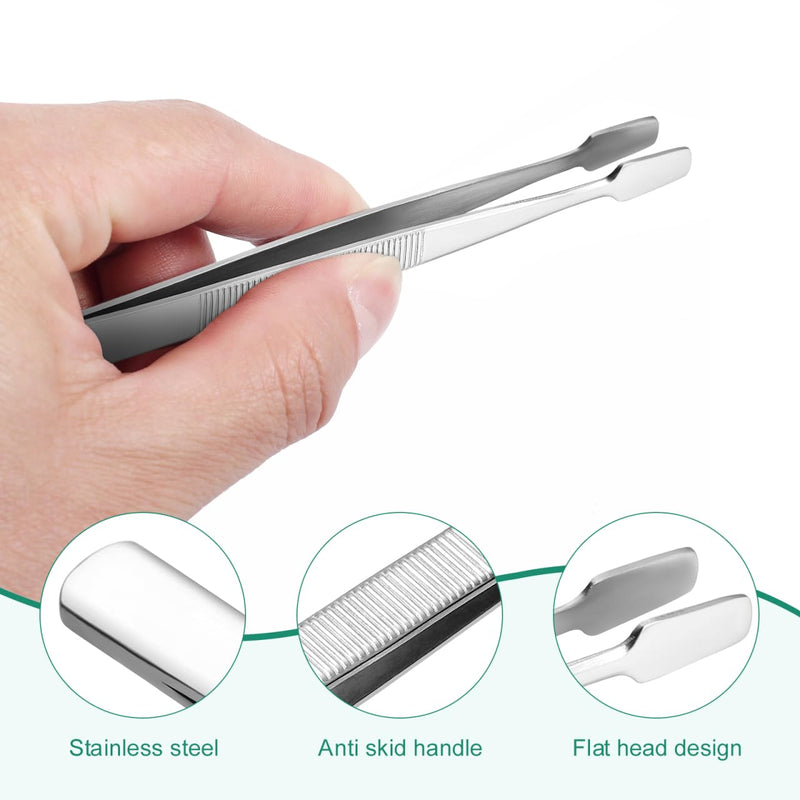 iplusmile Stamp Tweezers Pack of 2 Nickel-Plated 4.33 in / 11.00 cm with Round Flat Tip for Philately Stamp Collectors and Precise Picking of Stamps, Beads and Fine Objects