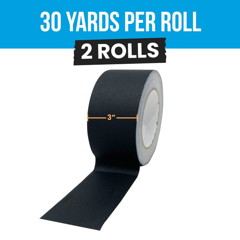 Reli. Gaffers Tape, Black | 2 Rolls | 3" x 30 Yards Per Roll (60 Yards Total) | Heavy Duty Gaff Tape/Gaffer 2 Inch Wide | Black Cloth for TV Production/Filming, Cables/Electrical Cords