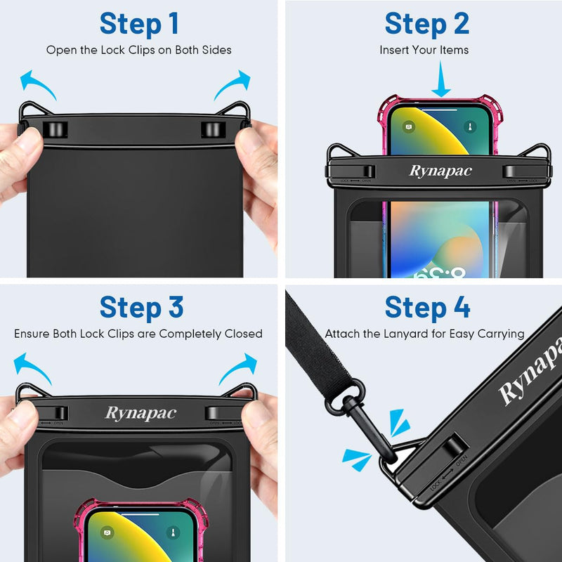 [Australia - AusPower] - [Up to 10"] Large Waterproof Phone Pouch Bag - 2Pack Waterproof Phone Case for iPhone 15 Pro Max 14 13 12 Galaxy S23 S22 S21, IPX8 Cell Phone Water Protector Pouch Beach Essentials Vacation Must Haves Extra Large [10-inch] 