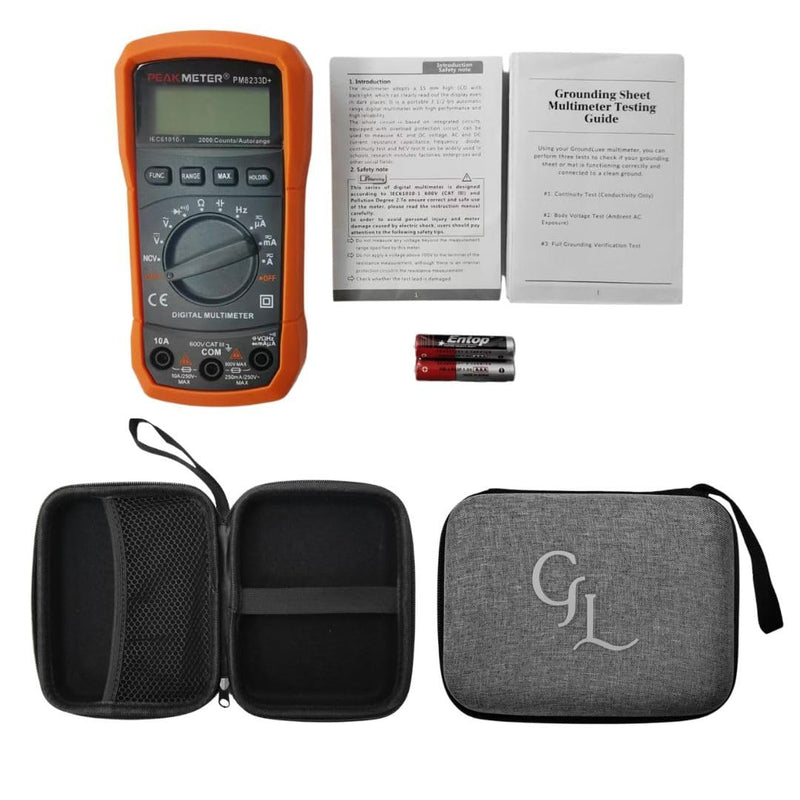 [Australia - AusPower] - GroundLuxe Auto-Ranging Digital Multimeter – Best and Easiest Multimeter for Testing grounding Sheets and Mats, Instructions Included, Large Backlit LCD, Continuity Testing 
