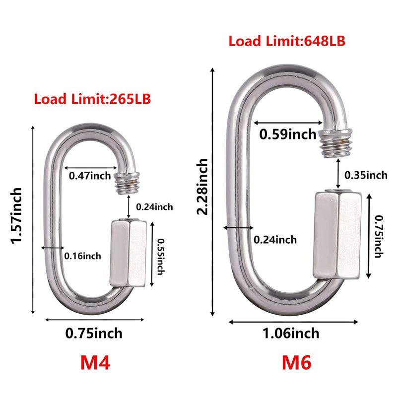 [Australia - AusPower] - Heavy Duty Chain Link, Anti-Rust Quick Link Chain Connector 1.57 Inch-12 Pcs Silver-304 Stainless Steel 