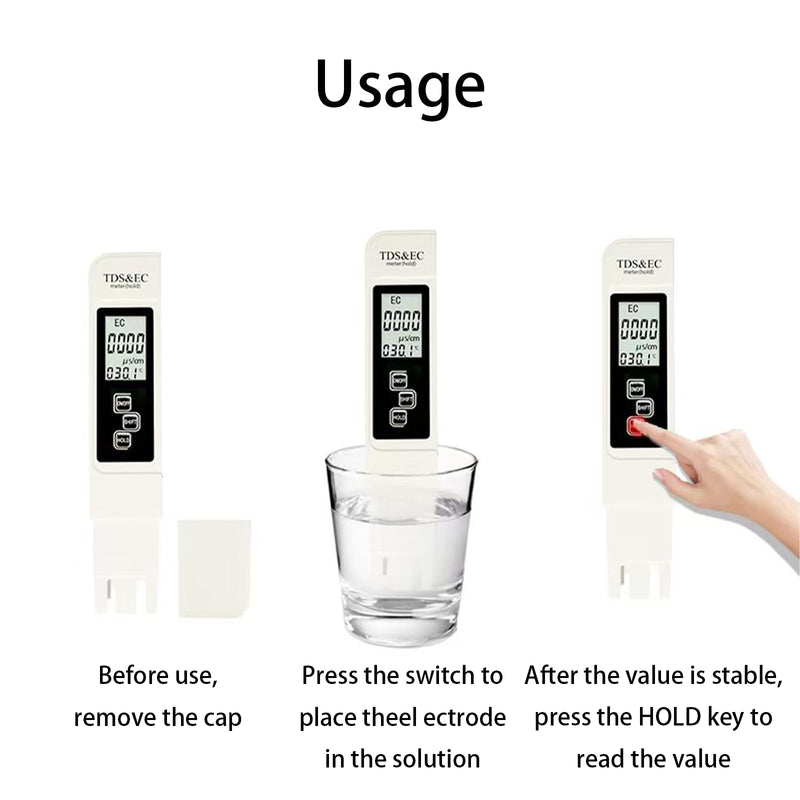 [Australia - AusPower] - 2025 New 4 in 1 TDS Meter - TDS EC & Temperature(°C,°F) - 0-9990 ppm-Meter,Accurate & Reliable Digital Water Testing Kits for Drinking Water,Tap,Well,Swimming Pool,Hydroponics, Aquarium, RO/DI System 