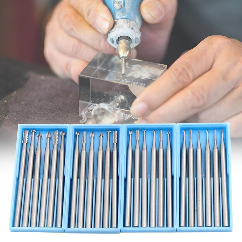 [Australia - AusPower] - 6 Piece Engraving Bits Set - Tungsten Steel Rotary Cutter for Professional Micro Carving Drilling Woodworking DIY 2.35 mm Shank - L L (φ 2.3mm) 