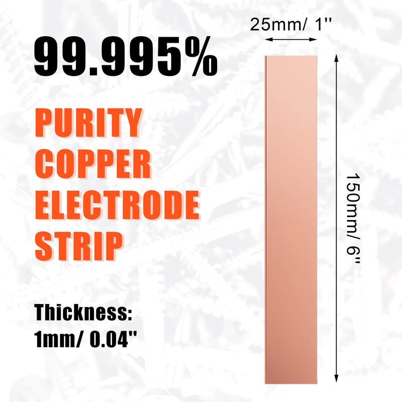 [Australia - AusPower] - 10 Pcs Pure Copper Anode Sheet (99.995% Pure) for Plating and Electroplating, Copper Electrode Strip 0.04' 'x 1'' x 6'' / 1mm x 25mm x 150mm 10 