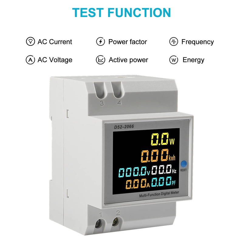 [Australia - AusPower] - AC 40-300V 100A Electricity Usage Monitor Multimeter, 6 in 1 Multimeter Digital Power Energy Meter Single Phase Din Rail Voltmeter Ammeter Watt Frequency Power Factor Energy (Built-in CT) Built-in CT 
