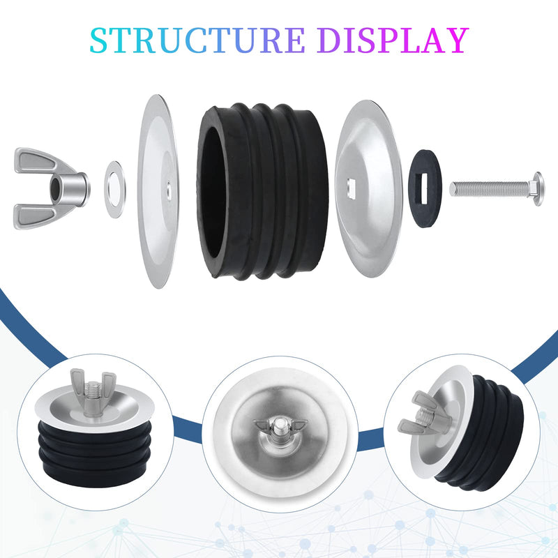 [Australia - AusPower] - 3 inch Sewer Cleanout Cap, Practical Expansion Pipe Plug Durable Sewer Pipe Plug Sewer Cleanout Cover Mechanical Test Plug with Wing Nut Suitable for Most Pipes Sink Pools 3 Inch 