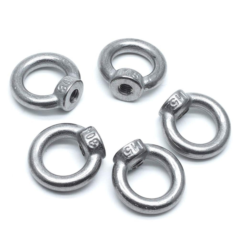 [Australia - AusPower] - 10Pcs M5 Ring Shape Lifting Eye Nuts 304 Stainless Steel Threaded Nuts 