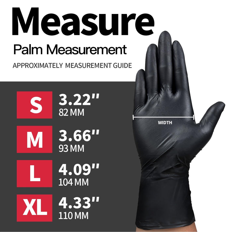 [Australia - AusPower] - Disposable Nitrile Exam Gloves, 5 Mil Chemical Resistant Powder-Free Non-Sterile Food Safe Medical Glove, Black Black (Large 100) 