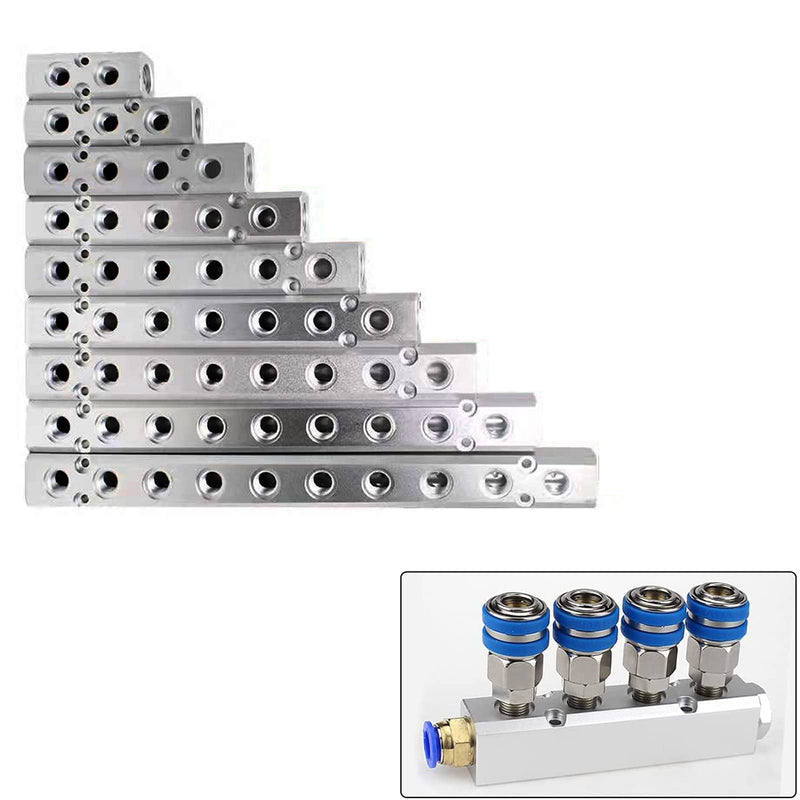 [Australia - AusPower] - 5 Way Pneumatic Manifold Air Distribution Block, G1/2 Supply Port, G1/4-Inch Output Port,Pneumatic Air Compressor Manifold Fitting，Aluminum Alloy，Medium Flow （30x30mm） 5 Way 7 Port 30x30mm 