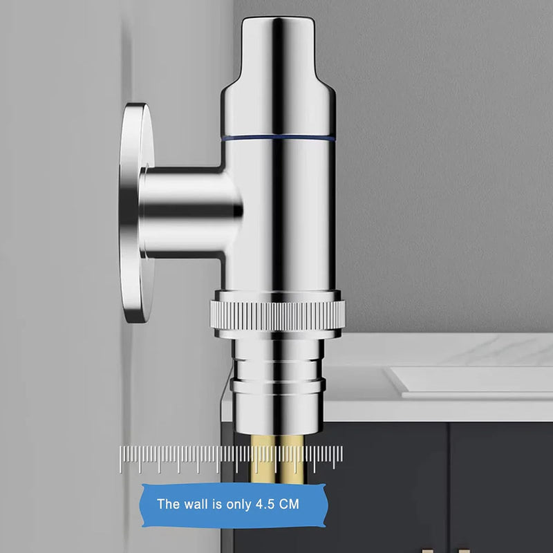 [Australia - AusPower] - Washing Machine Angle Valve, 1/2 Inch Washing Machine Tap, Brass, Stainless Steel Quick Release Angle Valve, Water Stop, Automatic Water Stop Valve, Tap, Suitable for Washing Machine (Silver) 