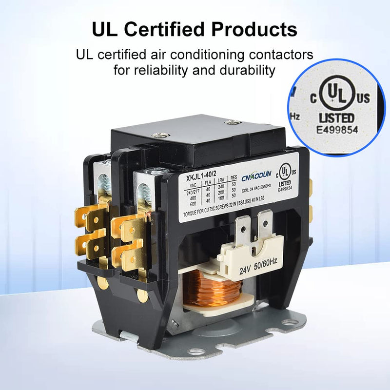 [Australia - AusPower] - HVAC Contactor Air Conditioner Contactor 2 Pole 40 Amp 24V Coil Compatible with Condenser,Compressor,Air Conditioner,Refrigeration Systems,Heat Pump 2P 40A 24V 