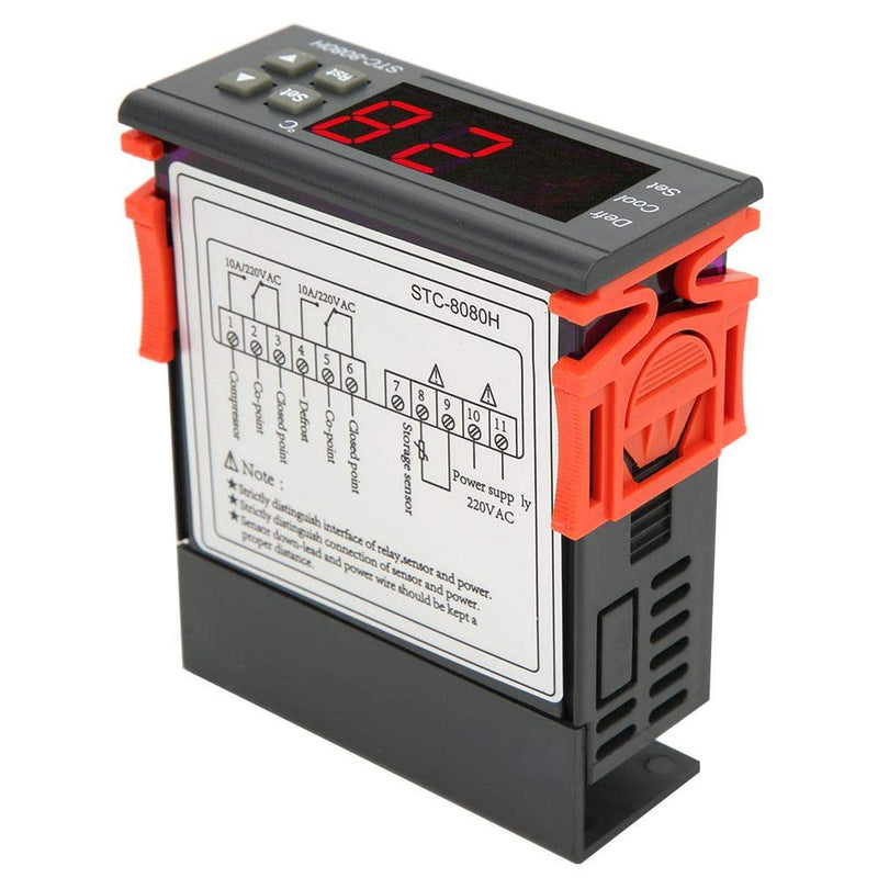 [Australia - AusPower] - Digital Temperature Controller Thermostat Refrigeration Defrosting 10A/220VAC -8080H Display Over-Limit Alarm -50°C-99°C 