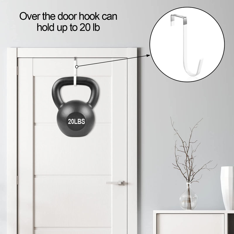 [Australia - AusPower] - 6 Pack Over The Door Hooks, Sturdy Metal Single Over Door Hooks, White Door Hanger Hook Door Hooks for Hanging, Towels, Clothes, Bathroom, Hold Up to 7Lbs 