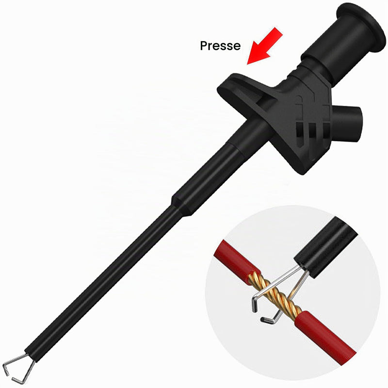 Set of 2 Measuring Clamps, Test Probes for Multimeter, Cable Test Probe, CAT III 1000V 10A Insulated Quick Test Hook Clip, Grab Clamp, Crocodile Clips with 4 mm Banana Socket