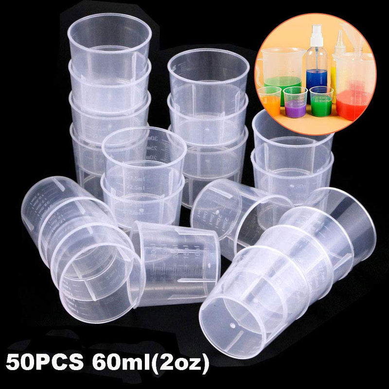 [Australia - AusPower] - 50PCS Plastic Medicine Cups, 60ml/2oz Clear Reusable Graduated Cups Transparent Scale Measuring Cups, Measure Container for Mixed Pills, Liquid Medication 