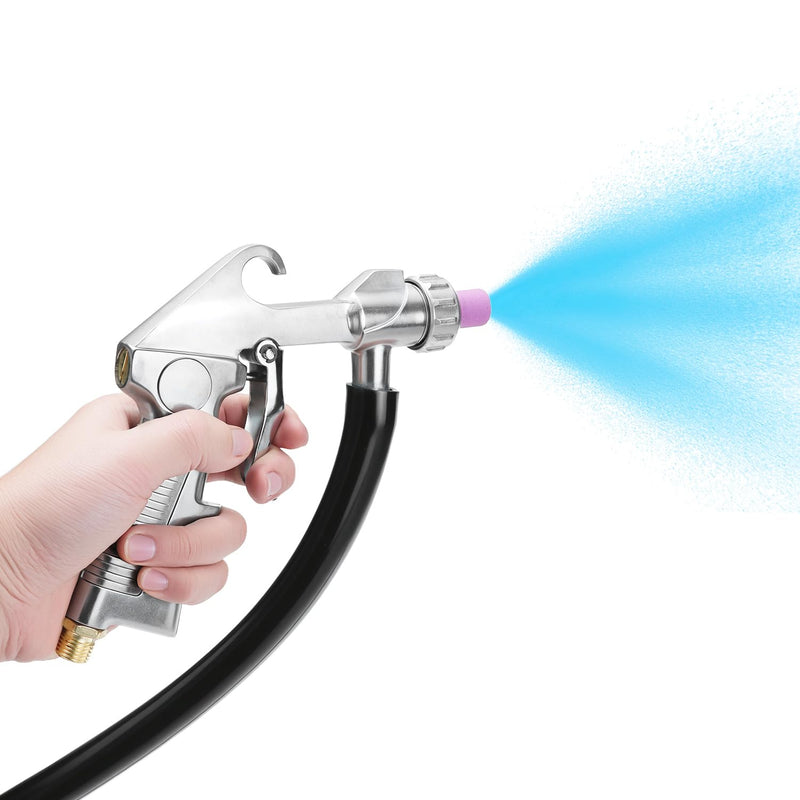 QWORK Compressed Air Sandblasting Gun Set, with 12 Nozzles, Rubber Hose and Quick Connector for Versatile Cleaning Applications