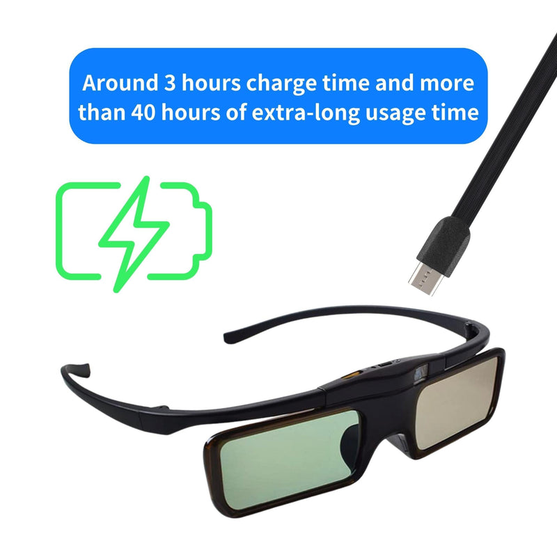 [Australia - AusPower] - Sintron ST08-BT 2X 3D Active Shutter Glasses Rechargeable for RF 3D TV, 3D Glasses for Sony, Panasonic, Epson 3D Projector, Samsung 3D TV, Compatible with TDG-BT500A TY-ER3D5MA TY-ER3D4MA TDG-BT400A 