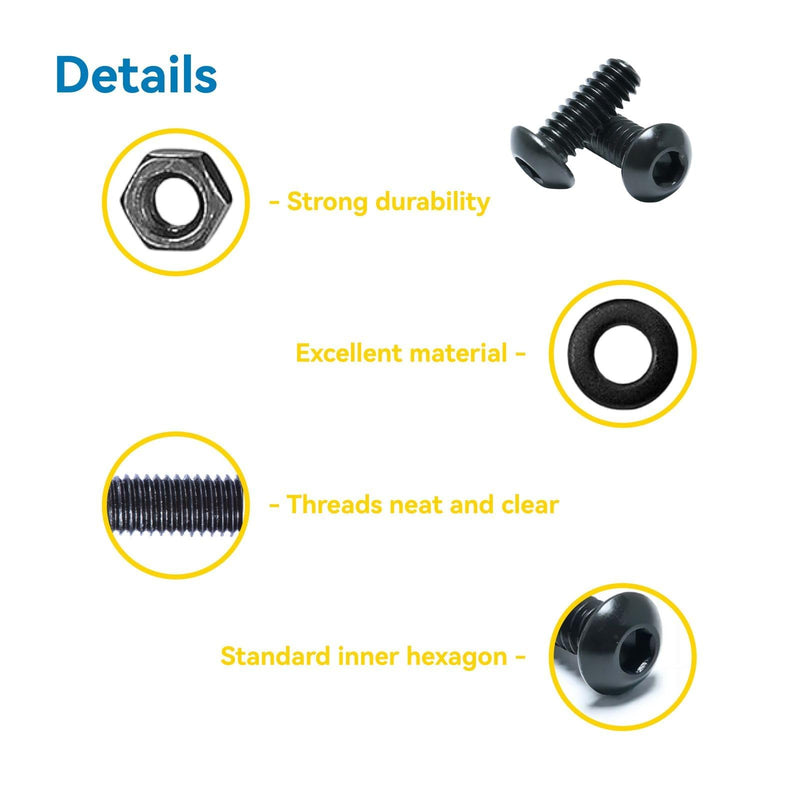 [Australia - AusPower] - 300Pcs M4 Screw Assortment Button Head Socket Cap, M4*6mm, 8mm, 10mm, 12mm, 16mm, 20mm, Metric Bolts Nuts Washers Kit with 1 Hex Allen Wrench, Black Zinc Plated Anti Rust Upgrade M4 300Pcs 6mm-20mm 