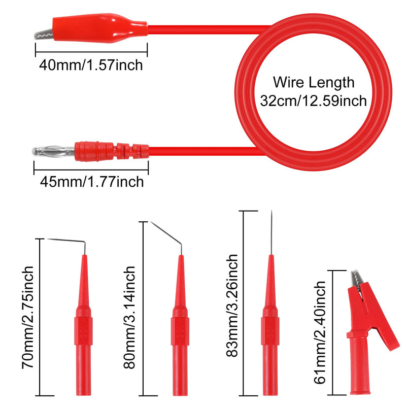 [Australia - AusPower] - 24pcs Back Probe Kit, Banana Plug to Copper Alligator Clips Automotive Test Leads Set, Back Probe Pins Extended Length Probes for Multimeter, Circuit Diagnosis & Automotive Testing 