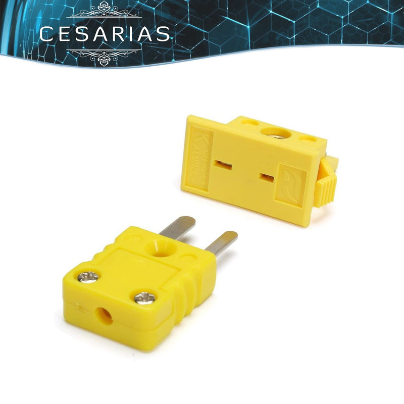 [Australia - AusPower] - K-Type Panel Mount Thermocouple Mini Plug Connector, Male and Female, Yellow, Set of 2 Pack of 2 