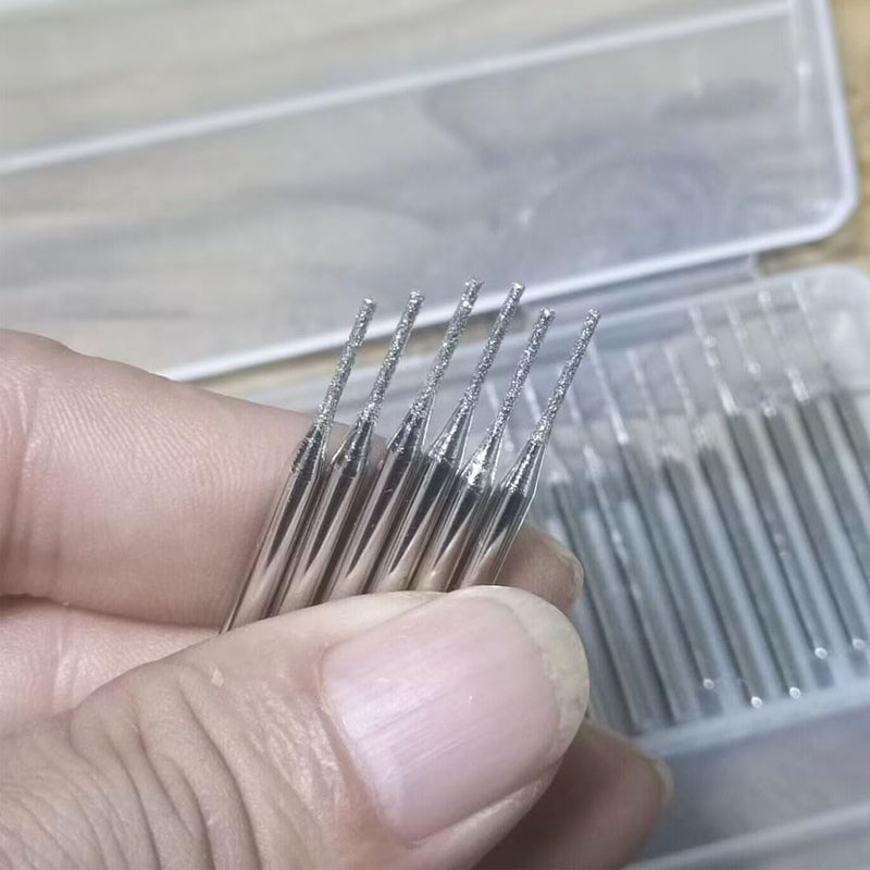 [Australia - AusPower] - Luo ke 30 Pcs Needle Shape Diamond Burr Set, 1/8'' Shank Diamond Mounted Bead Reamer Drill Bits for Rotary Tools includes Dremel(Size:1mm) Needle shape burr(1mm) 