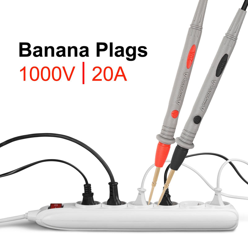 [Australia - AusPower] - DIANN 2 Sets Multimeter Test Leads Kit Banana Plug with Push On Alligator Clips Precision Sharp Probes 1000V 20A Digital Electrical Test Probes 
