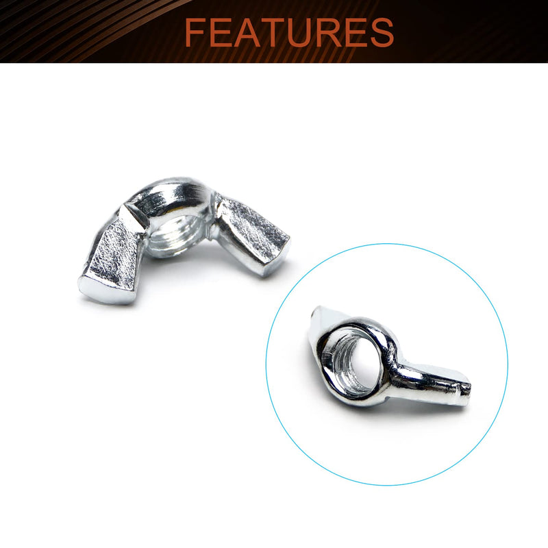 [Australia - AusPower] - MroMax 8PCS 3/8"-16 Butterfly Wing Nuts Carbon Steel Zinc Plated Wing Nuts Silver Hand Twist Tighten Ear Wingnuts Fasteners Parts Wing-Nut for Mechanical Electronic Furniture Decoration 3/8-16 Inch 8 